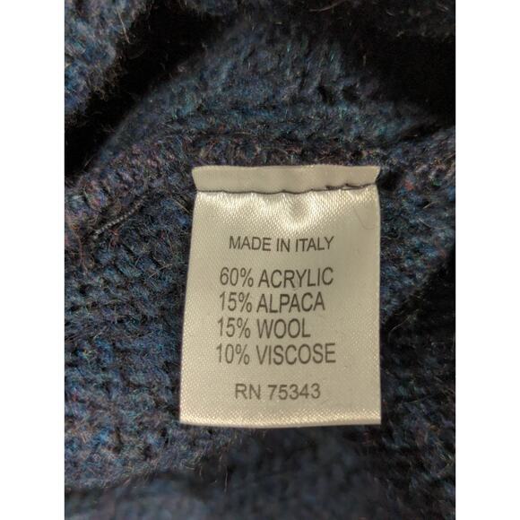 Elsaradi Italy M Blue Alpaca Wool Blend Knit Open Front Cardigan Sweater - Picture 3 of 11